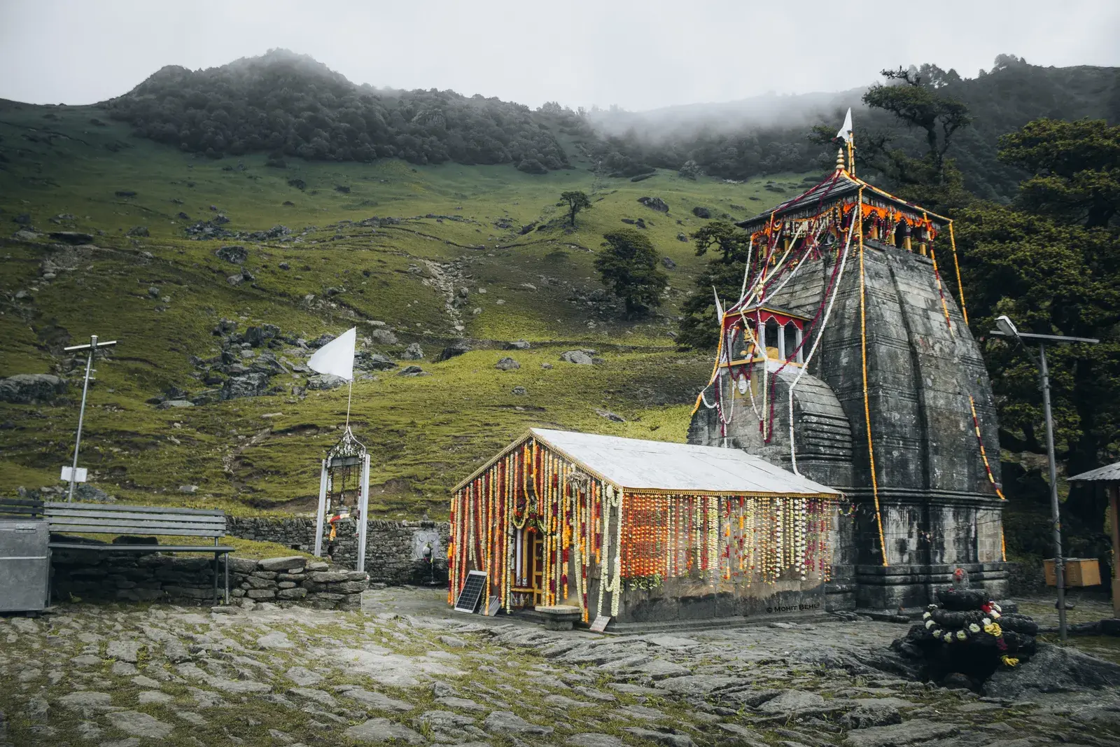 Evening aarti at Madmaheshwar Temple in the Himalayas