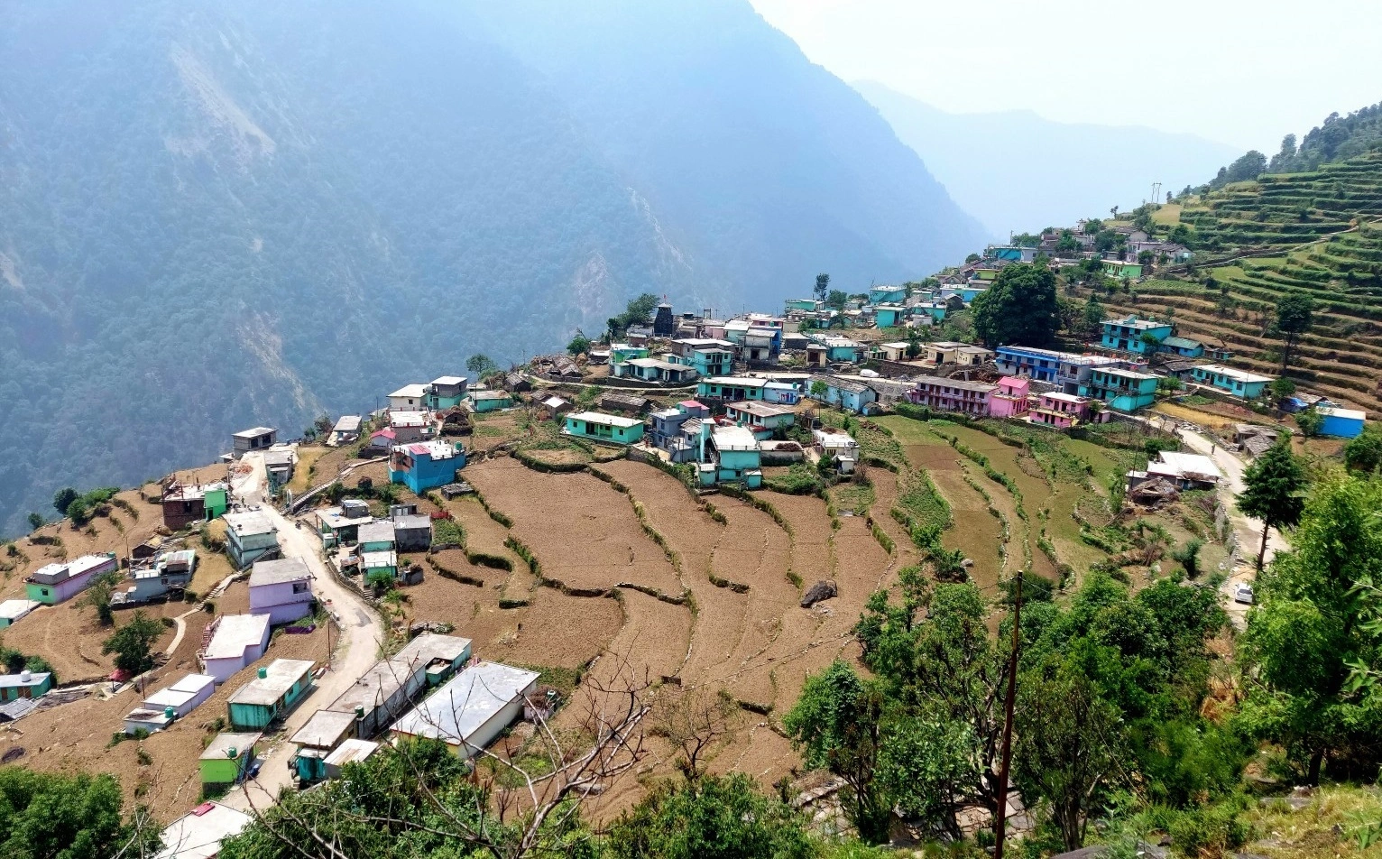 Trek starting point at Ransi Village for Madmaheshwar Temple