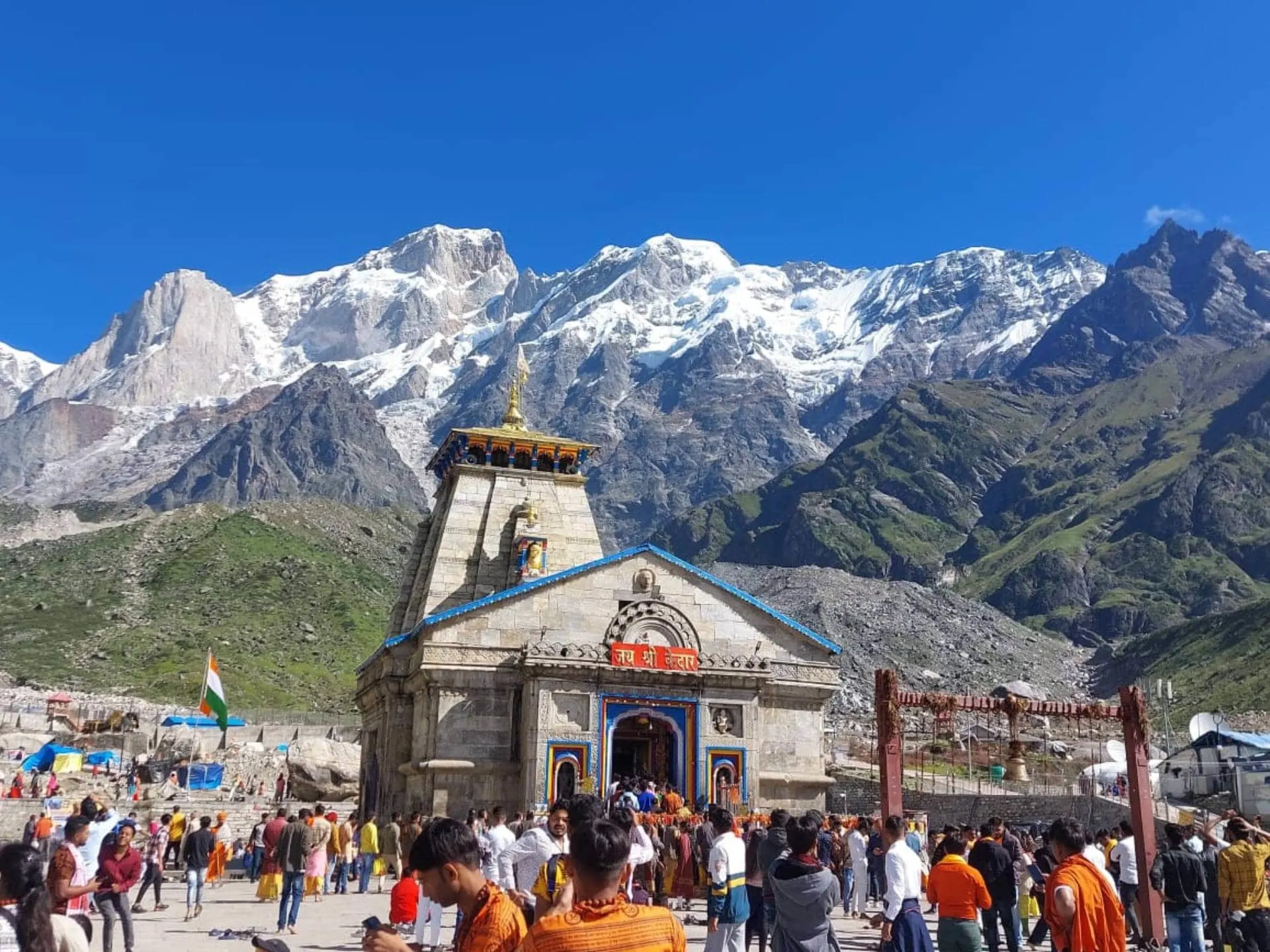 Scenic Himalayan view from Kedarnath Temple complex