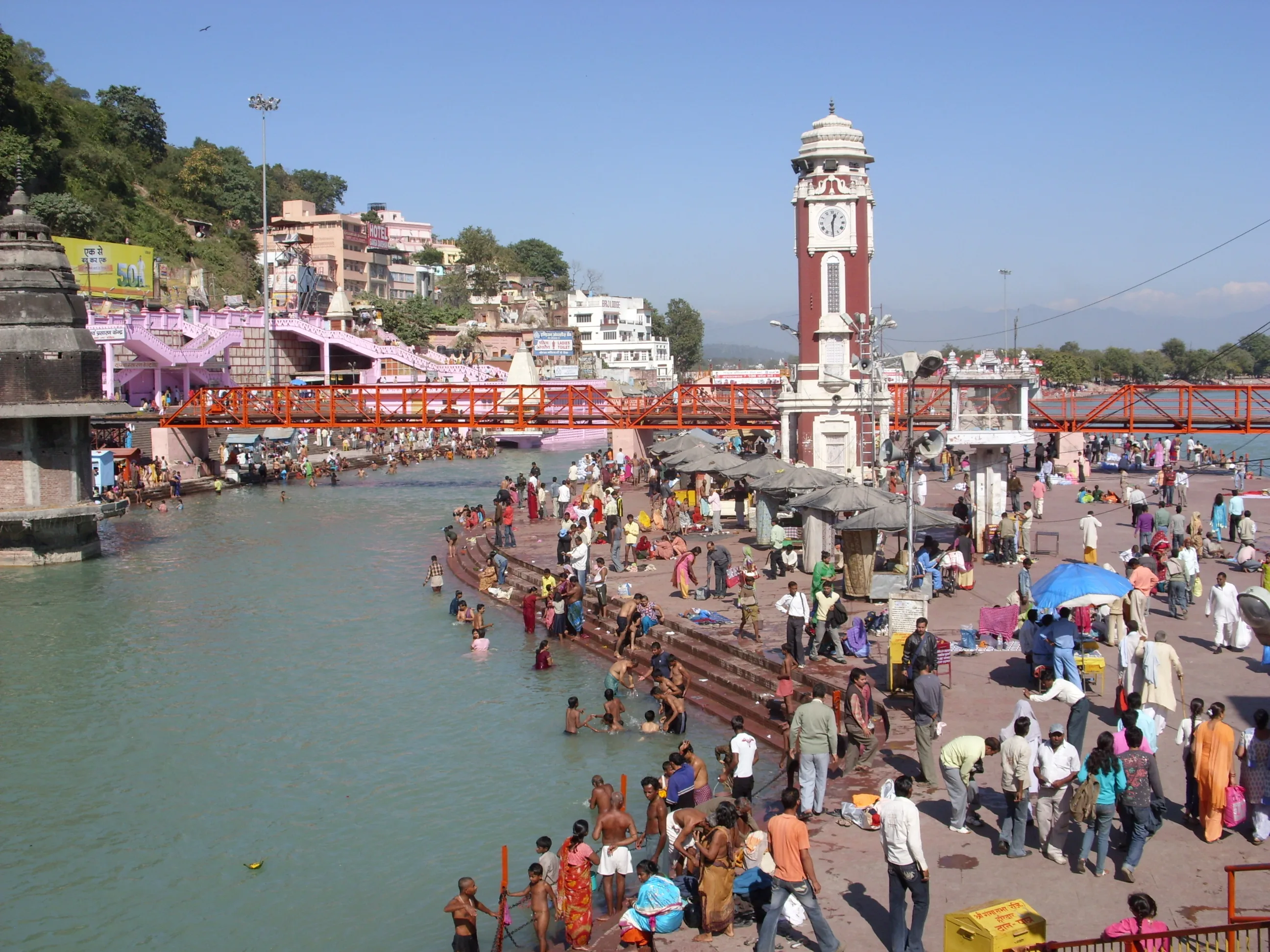 Devotees taking holy dip in River Ganga at Haridwar