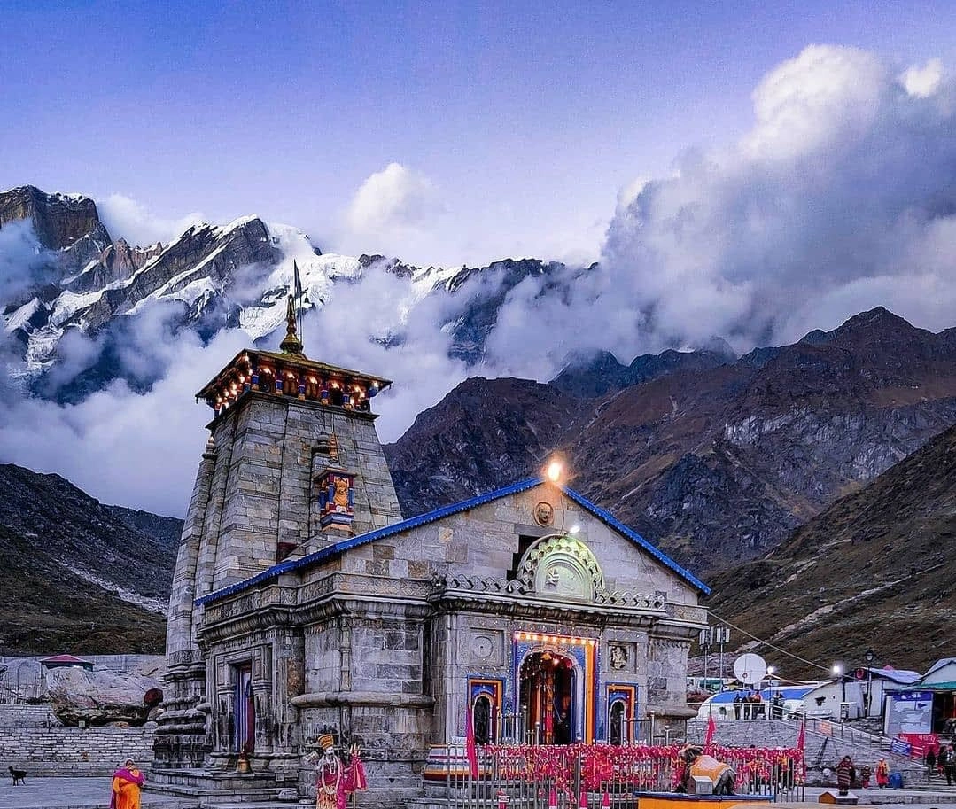 view of Kedarnath temple in Uttarakhand showing spiritual journey route
